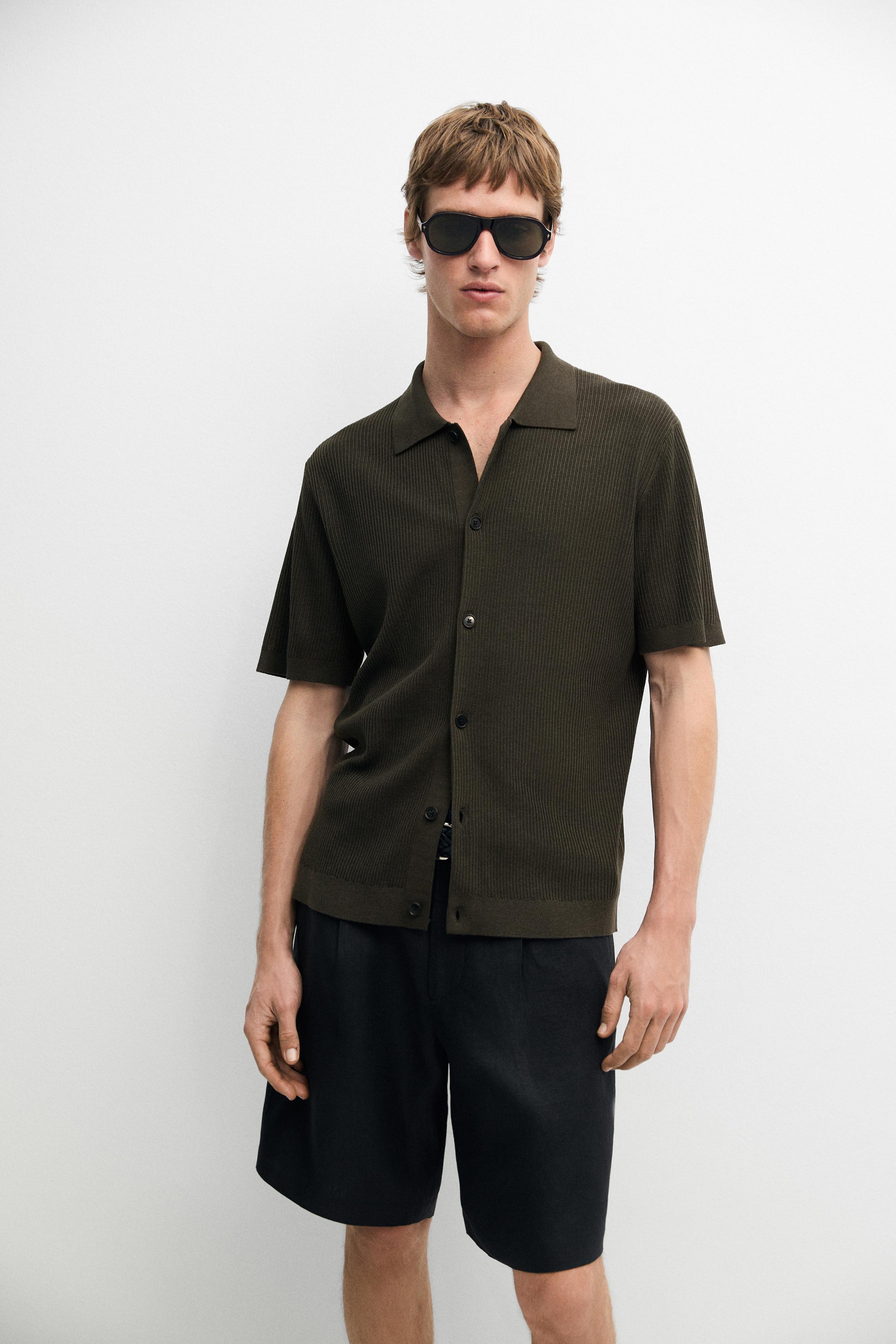 Cotton blend polo shirt with button detail